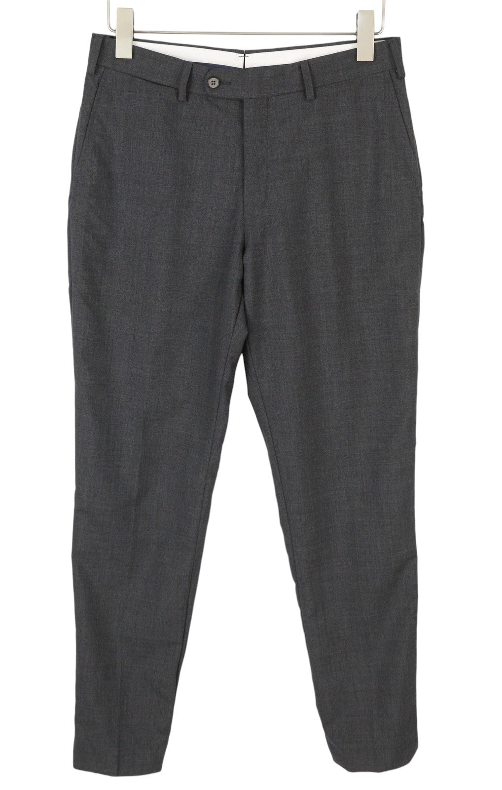 SUITSUPPLY Soho vyriškos kelnės UK30R pilkos grynos vilnos Super 120 siaurėjantis kirpimas su užtrauktuku 