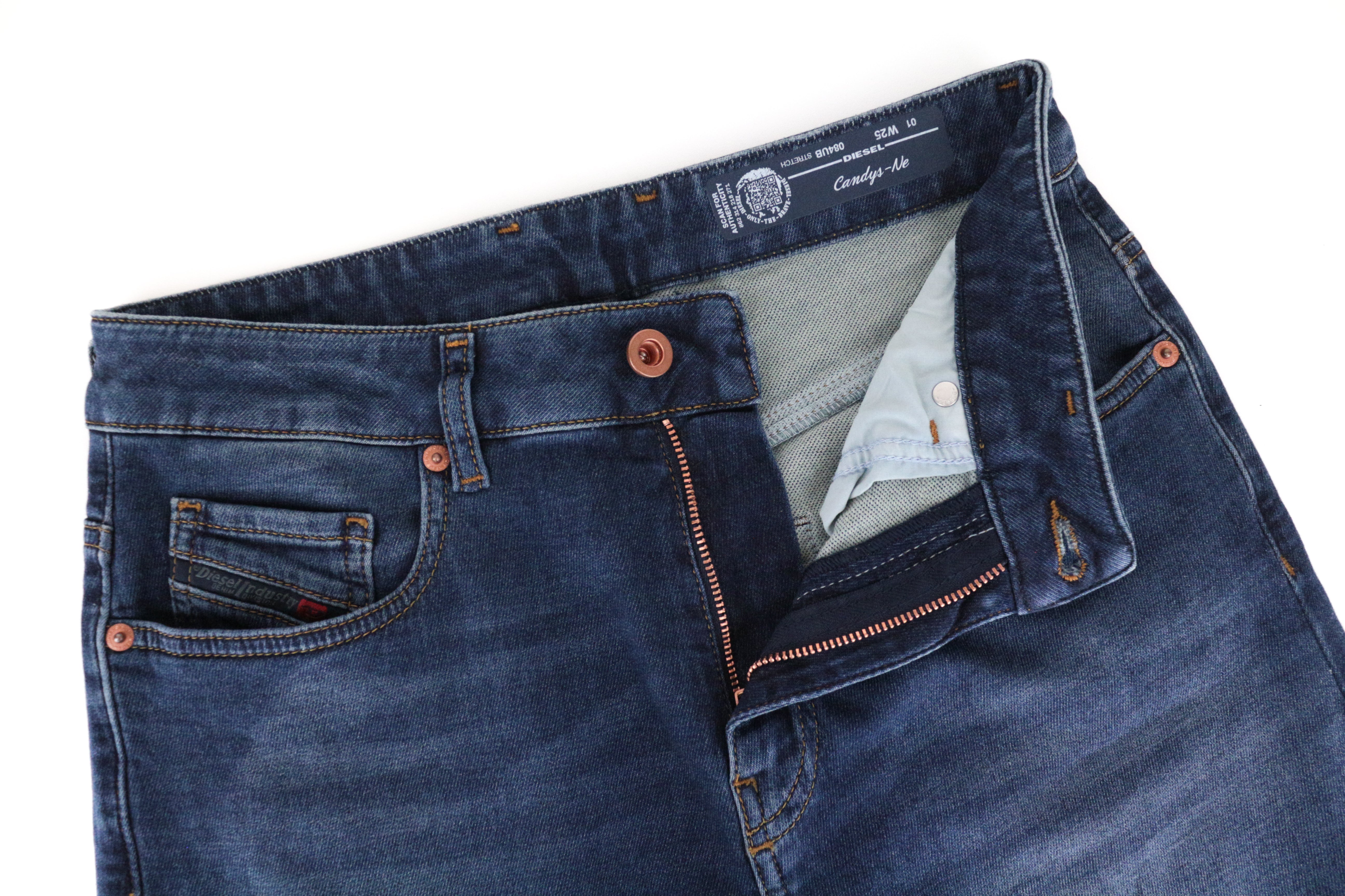 DIESEL Candys-Ne 084UB moteriški džinsai W25 Jogg Boyfriend mėlyni medvilniniai tamprūs džinsai 