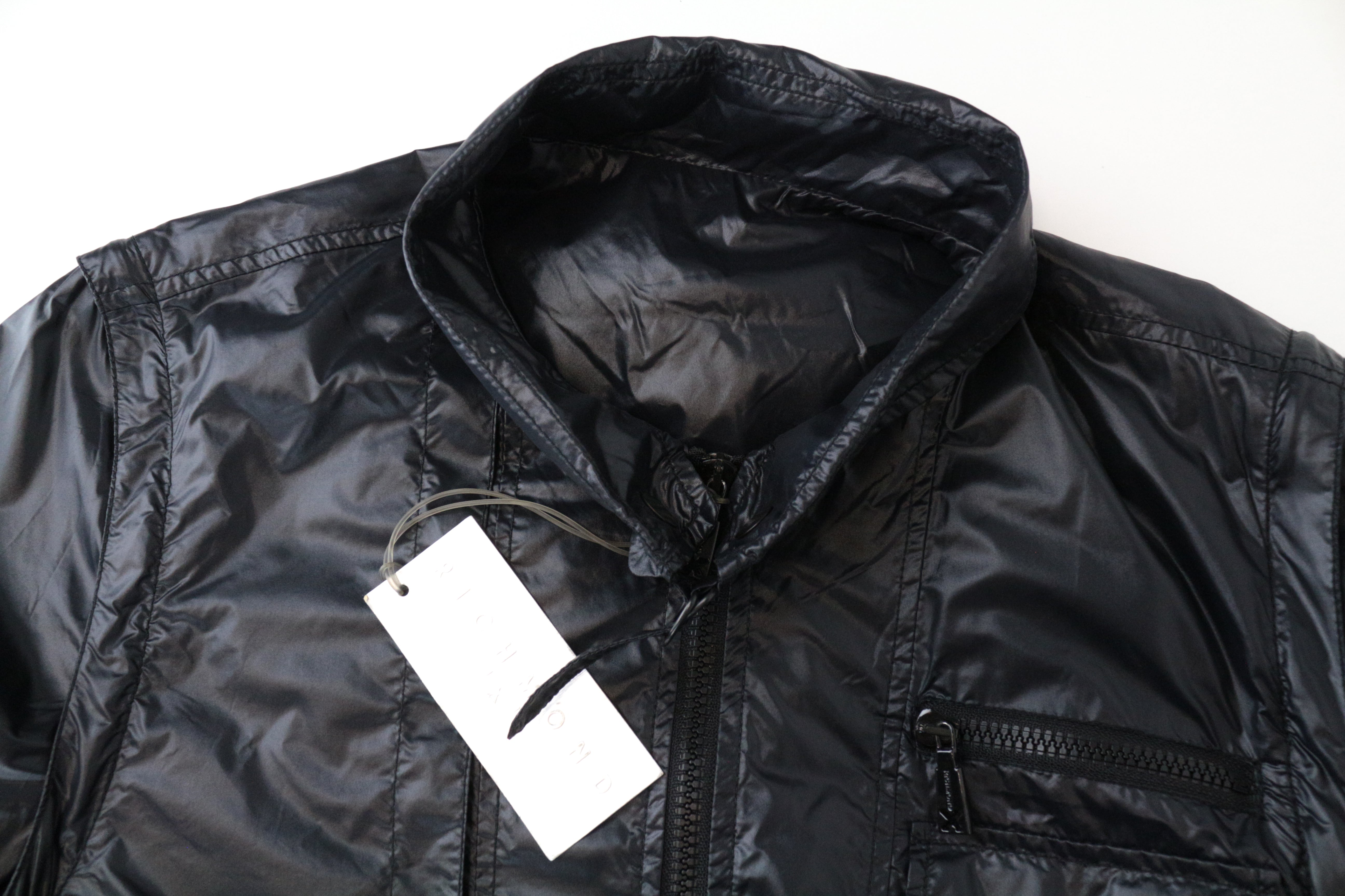 RICHMOND Men's 48 Navy Lightweight Jacket with Detachable Sleeves Design