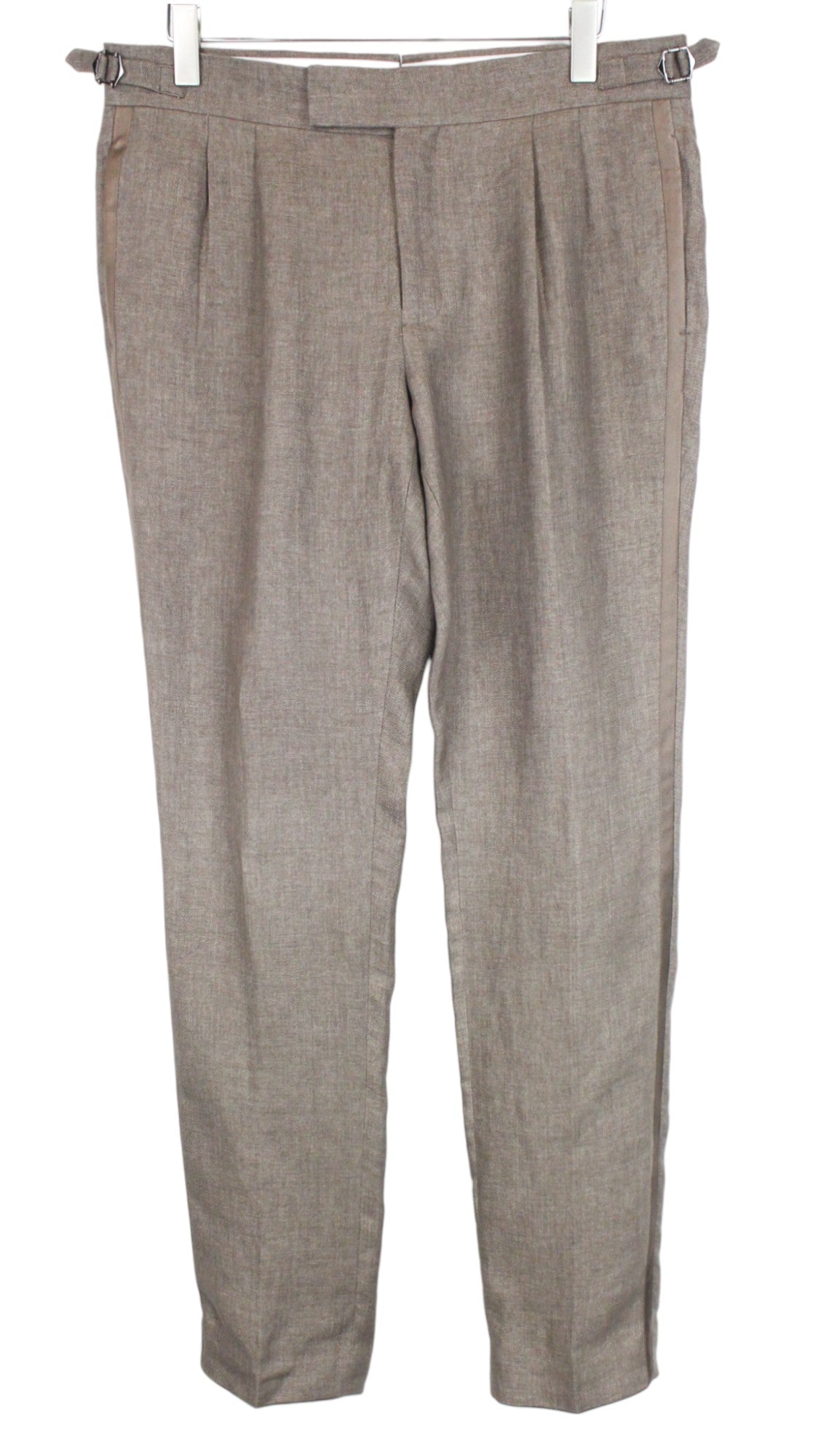 SUITSUPPLY Lazio Tuxedo Men's Suit UK42R Slim 2 Piece Brown Linen Peak Collar