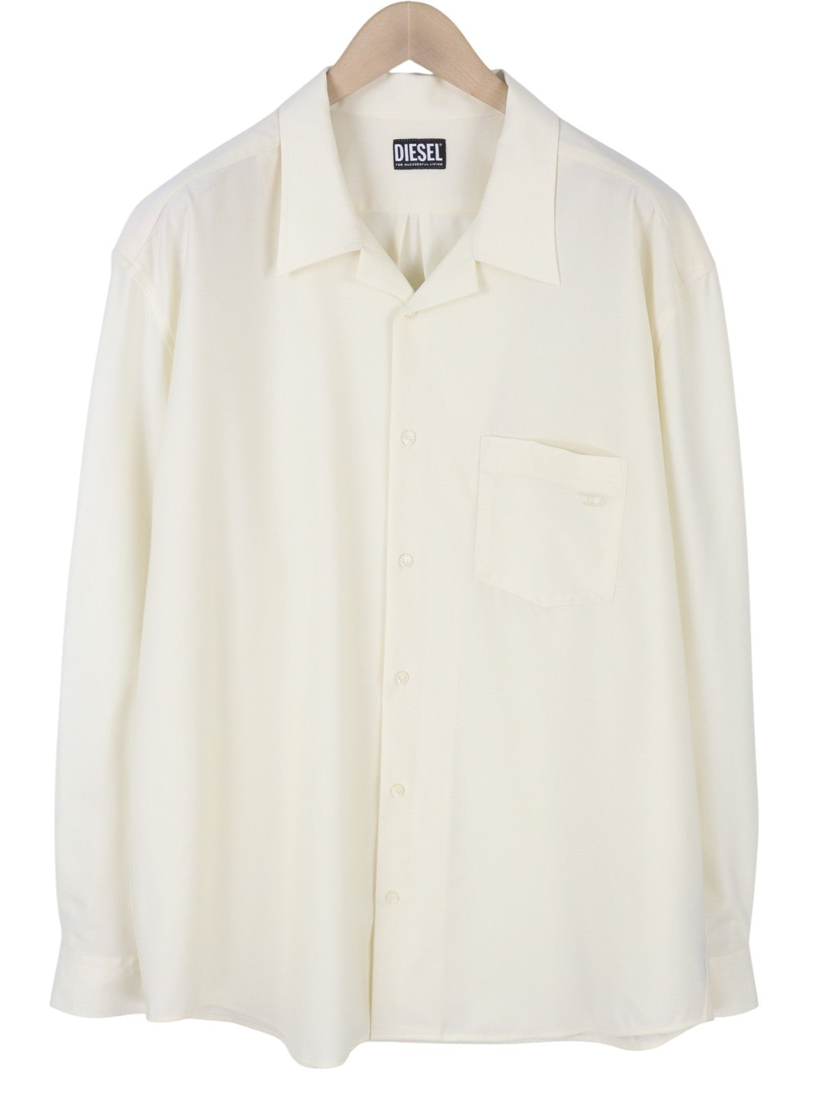 DIESEL S-Wooly vyriški marškinėliai, 2XL, balti, vilnos mišinio marškinėliai su įpjova apykakle ir kišene su sagomis. 