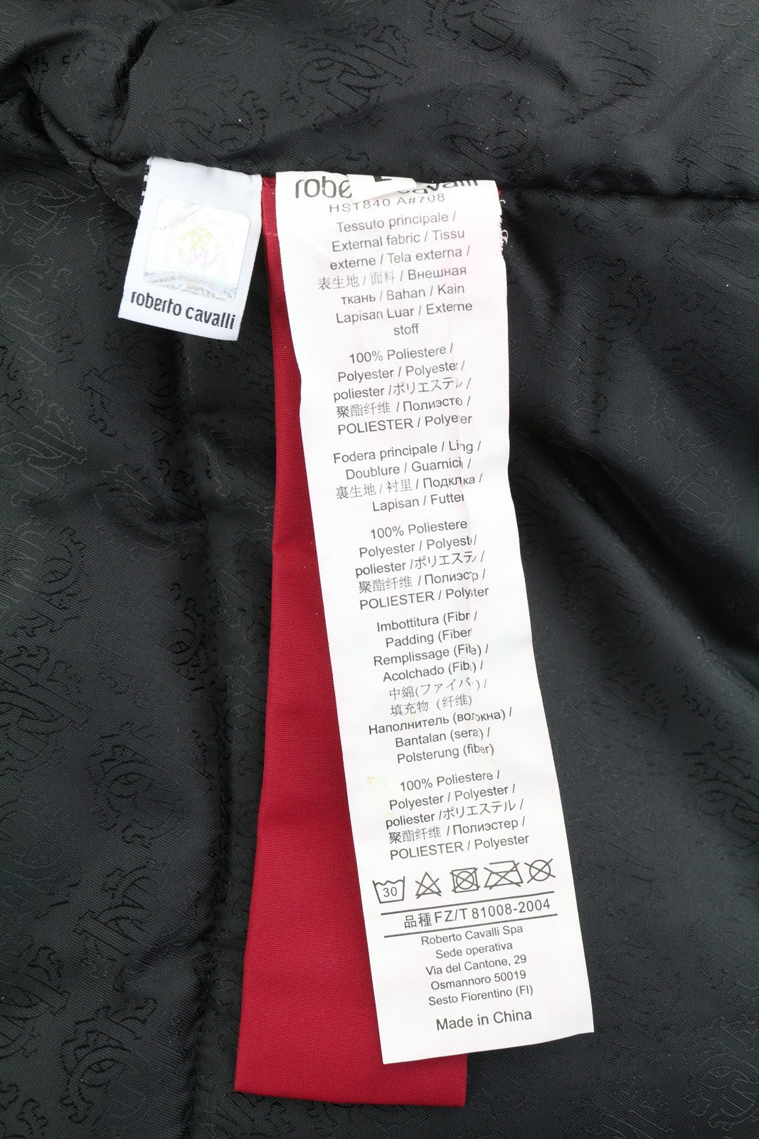 ROBERTO CAVALLI vyriška striukė L, raudona, su pilnu užtrauktuku, paminkštinta meškėno kailio parka su gobtuvu RRP560 