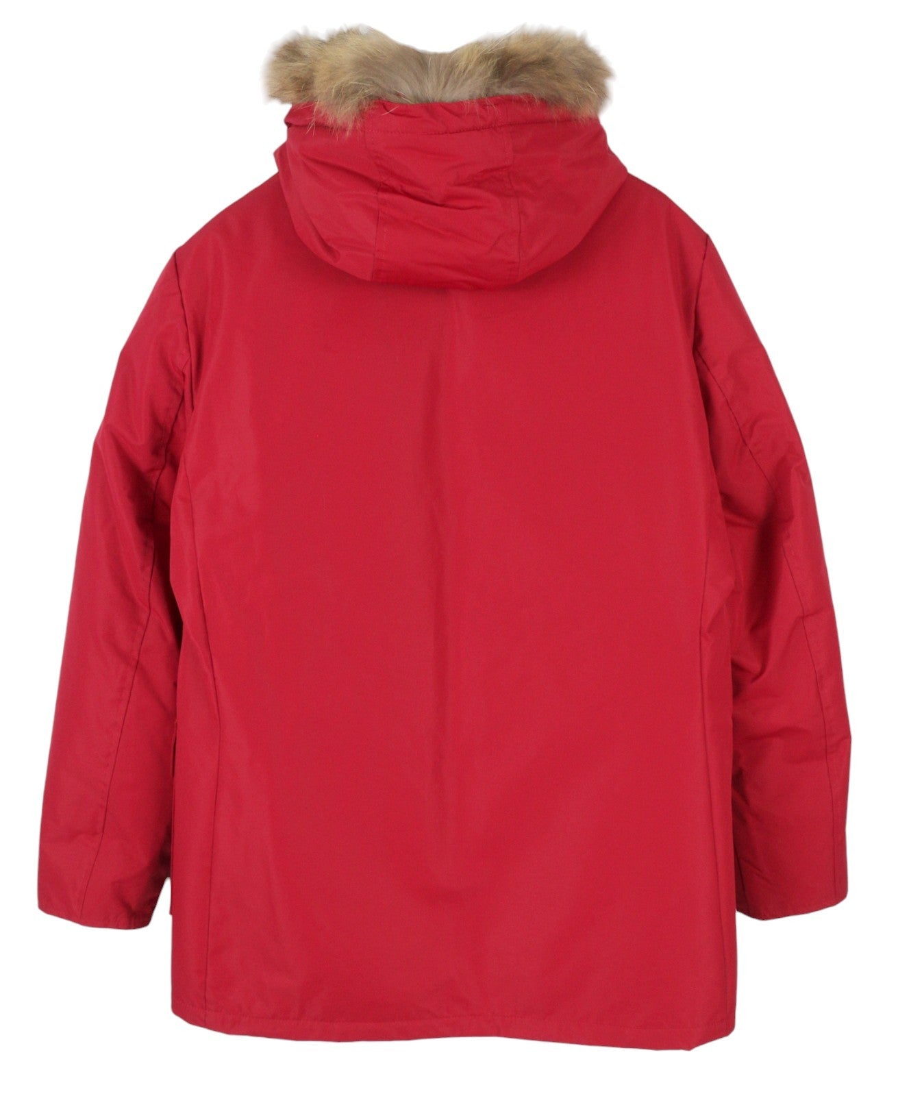 ROBERTO CAVALLI vyriška striukė L, raudona, su pilnu užtrauktuku, paminkštinta meškėno kailio parka su gobtuvu RRP560 