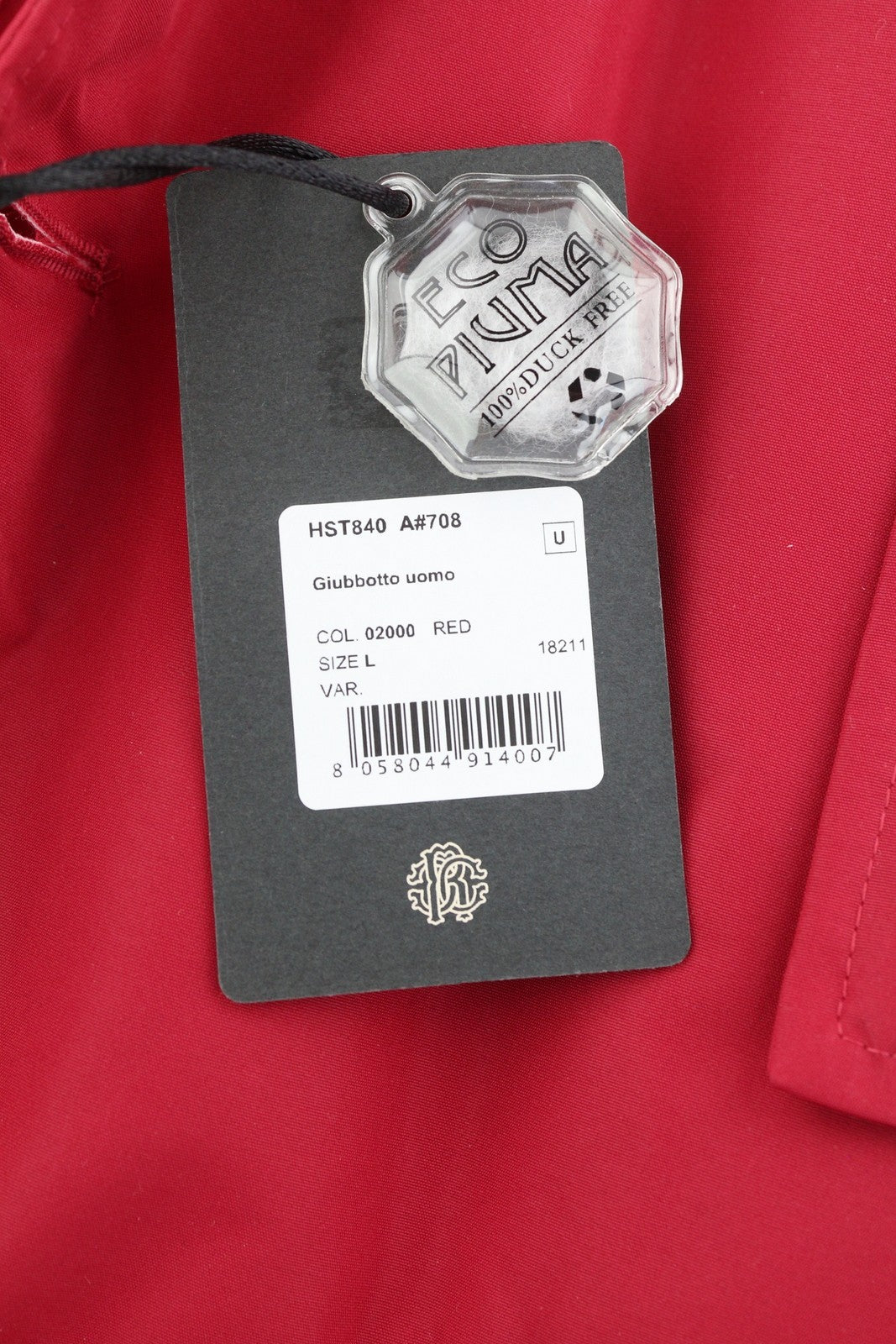 ROBERTO CAVALLI vyriška striukė L, raudona, su pilnu užtrauktuku, paminkštinta meškėno kailio parka su gobtuvu RRP560 