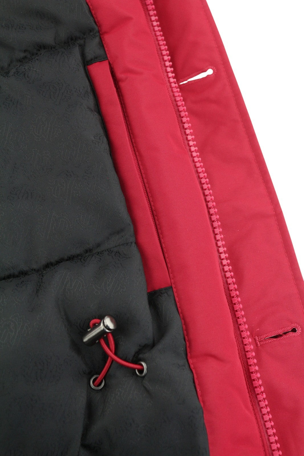 ROBERTO CAVALLI vyriška striukė L, raudona, su pilnu užtrauktuku, paminkštinta meškėno kailio parka su gobtuvu RRP560 