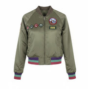 DIESEL moteriška striukė XS, žalia, blizgi, dvipusė, lengva, bomber stiliaus striukė su pilnu užtrauktuku. 