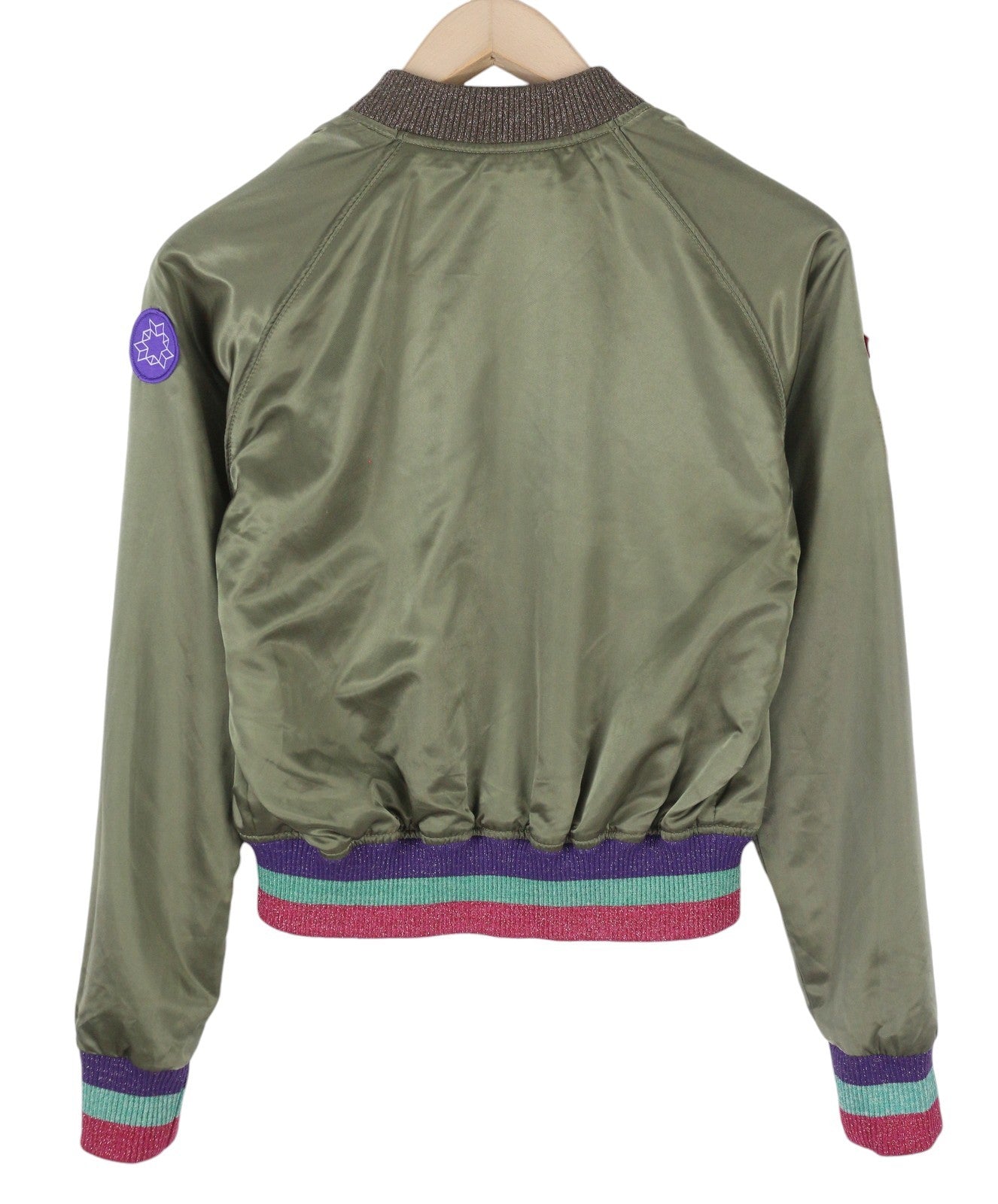 DIESEL moteriška striukė XS, žalia, blizgi, dvipusė, lengva, bomber stiliaus striukė su pilnu užtrauktuku. 