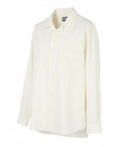 DIESEL S-Wooly vyriški marškinėliai L, balti, vilnos mišinio marškinėliai su įpjova apykakle, sagomis ir uždėtinėmis kišenėmis. 