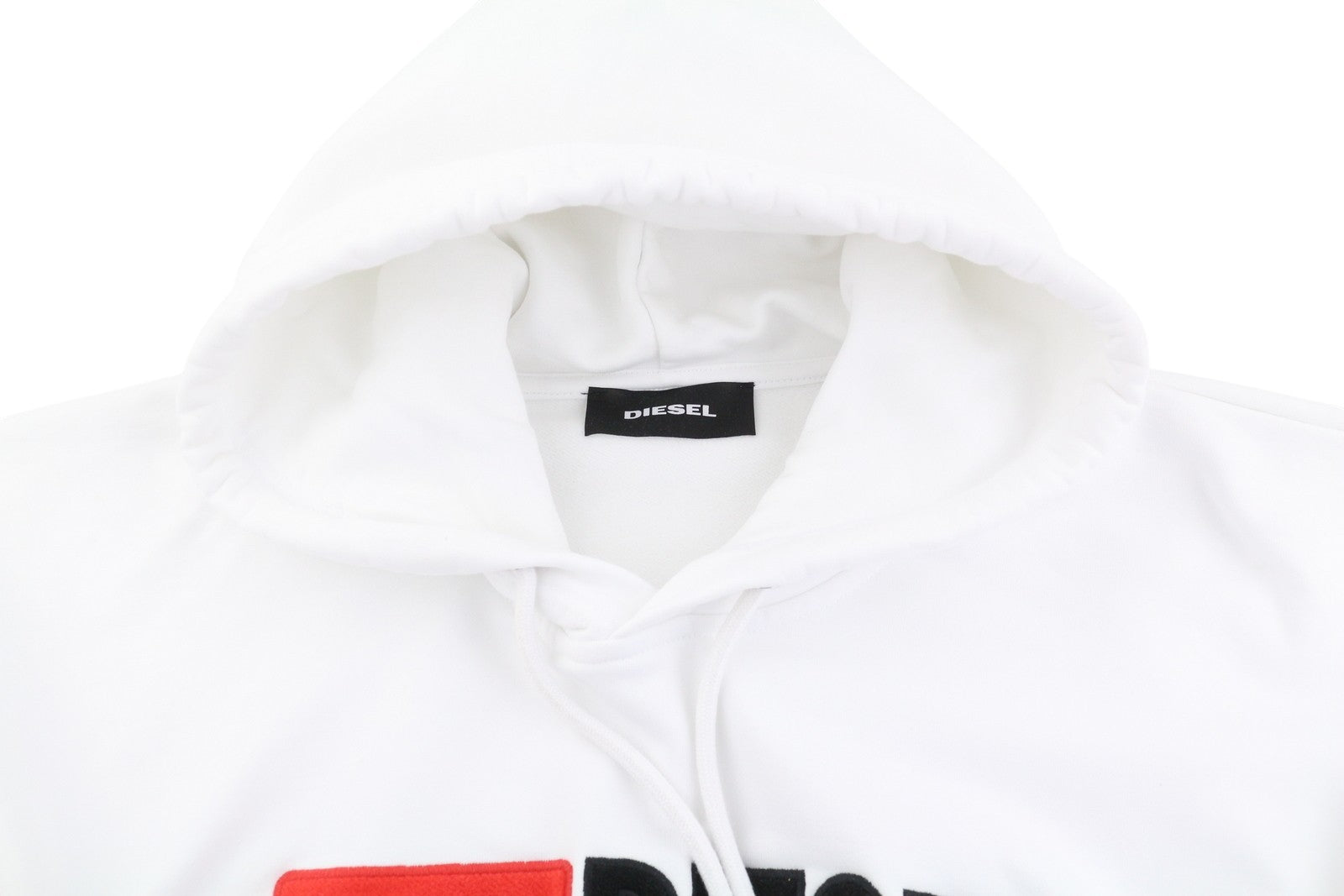 DIESEL vyriškas džemperis su gobtuvu XL dydžio, baltas, siuvinėtas priekinis logotipas, ilgomis rankovėmis 