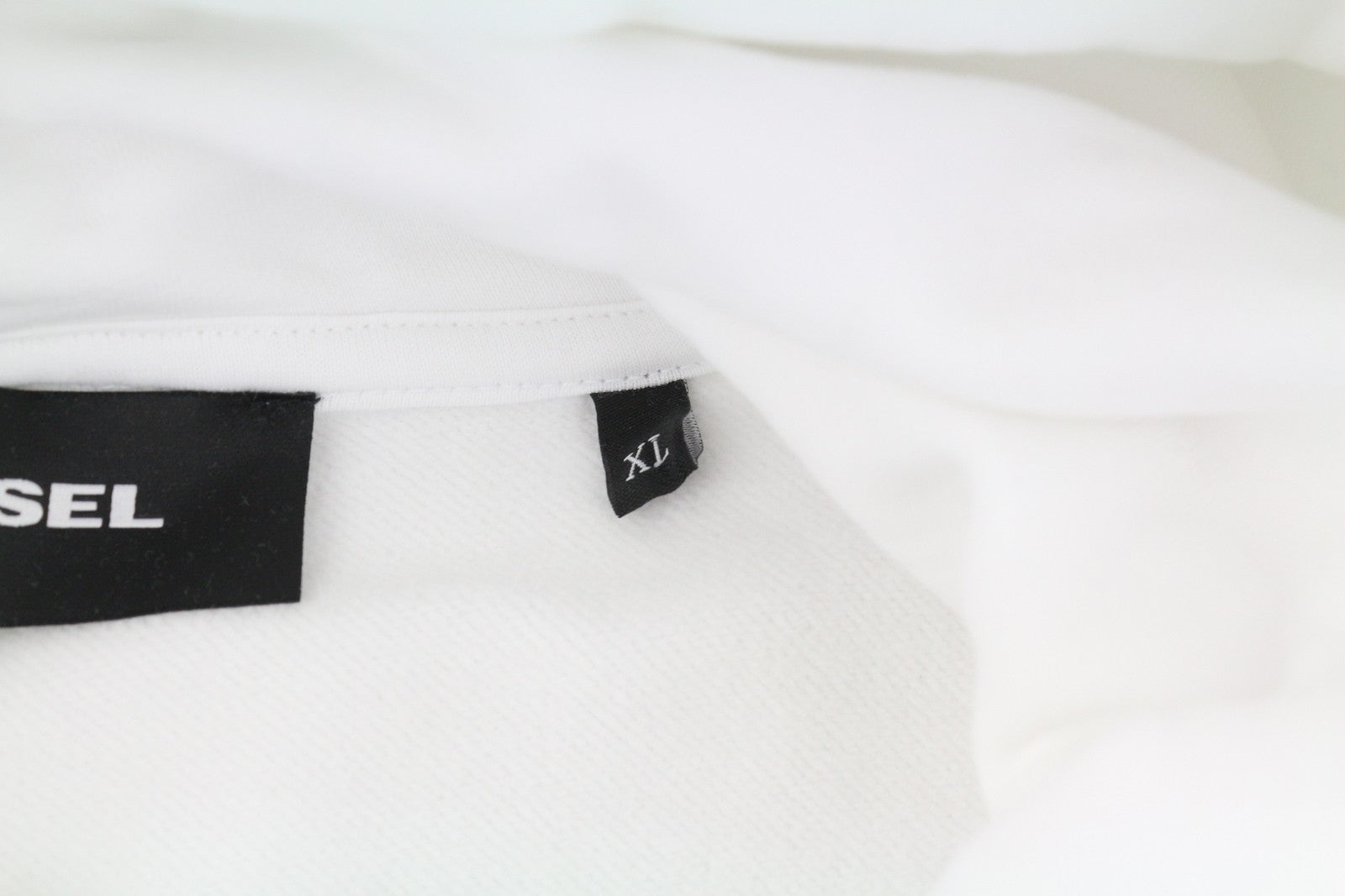 DIESEL vyriškas džemperis su gobtuvu XL dydžio, baltas, siuvinėtas priekinis logotipas, ilgomis rankovėmis 