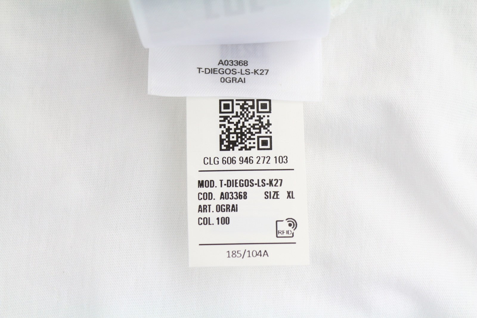 DIESEL T-Diegos-LS-K27 Men T-Shirt XL White Crew Neck Long Sleeved Pullover