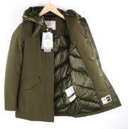 WOOLRICH Arctic Parka moteriškas XS dydžio pūkinis paltas su gobtuvu ir Ramar audiniu, RRP 799 