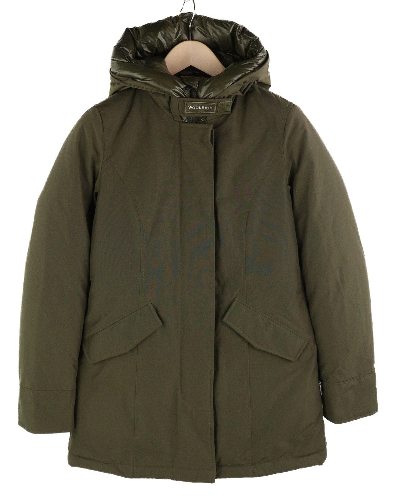 WOOLRICH Arctic Parka moteriškas XS dydžio pūkinis paltas su gobtuvu ir Ramar audiniu, RRP 799 
