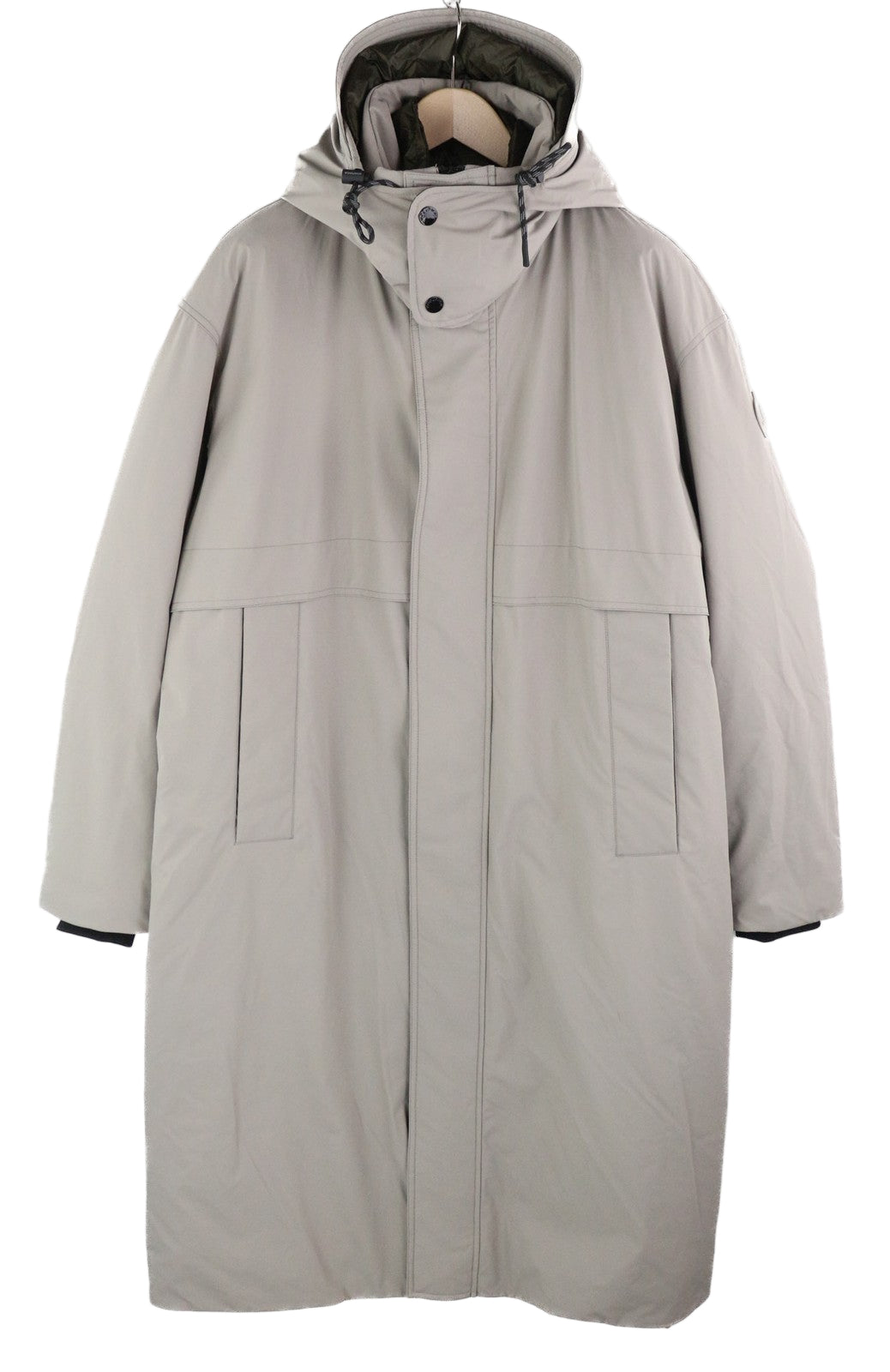 WOOLRICH vyriška L dydžio ypač ilga pūkinė striukė su gobtuvu, paminkštinta, tampria, aukšta apykakle, RRP999 