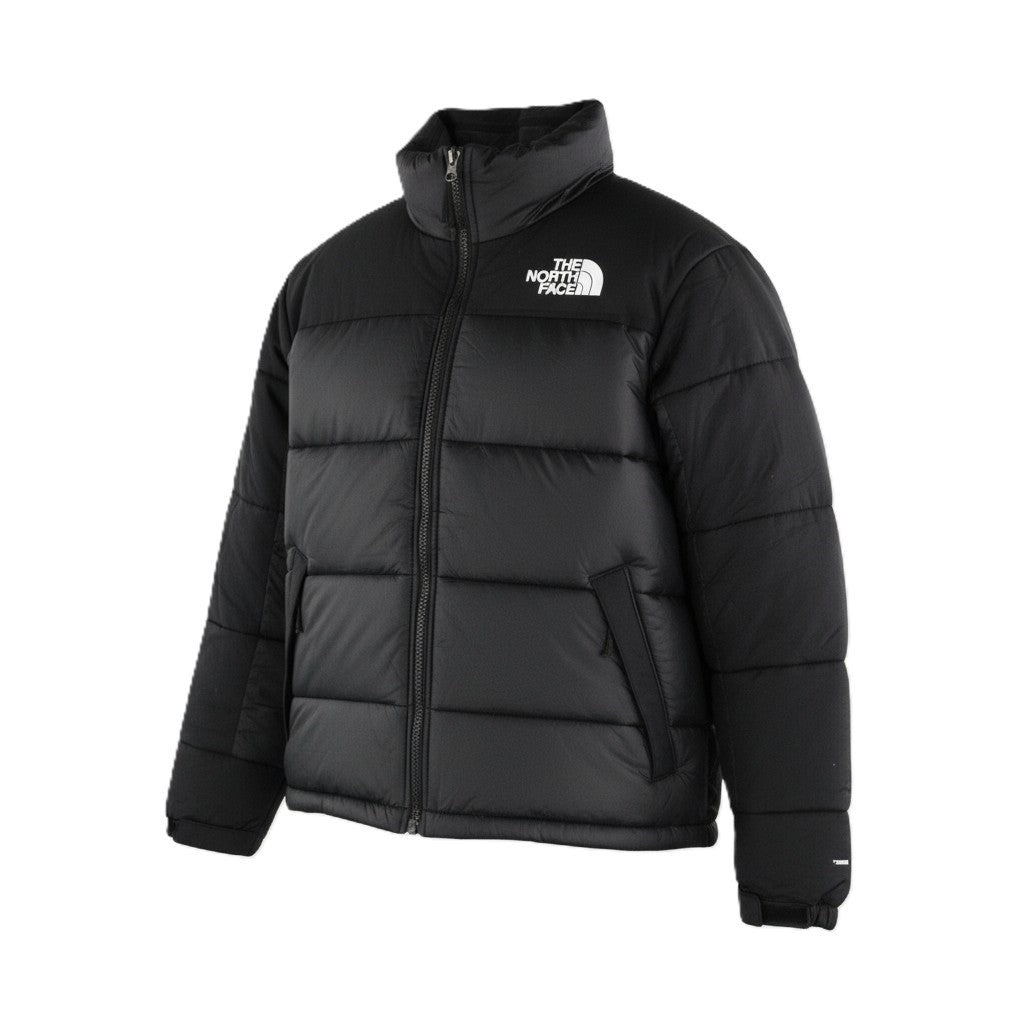 THE NORTH FACE moteriška juoda pūsta striukė su pamušalu, užtrauktuku ir aukšta apykakle, logotipo detale. 
