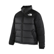 THE NORTH FACE moteriška juoda pūsta striukė su pamušalu, užtrauktuku ir aukšta apykakle, logotipo detale. 