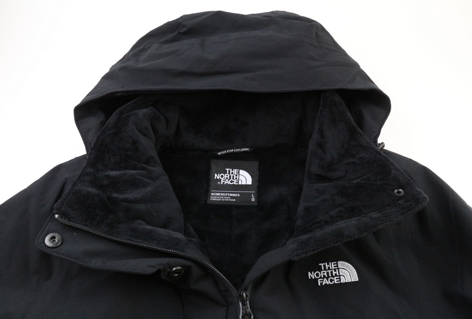 „The North Face Inlux“ moteriška L dydžio „Dryvent“ striukė su gobtuvu, juoda, vandeniui atspari, kvėpuojanti 