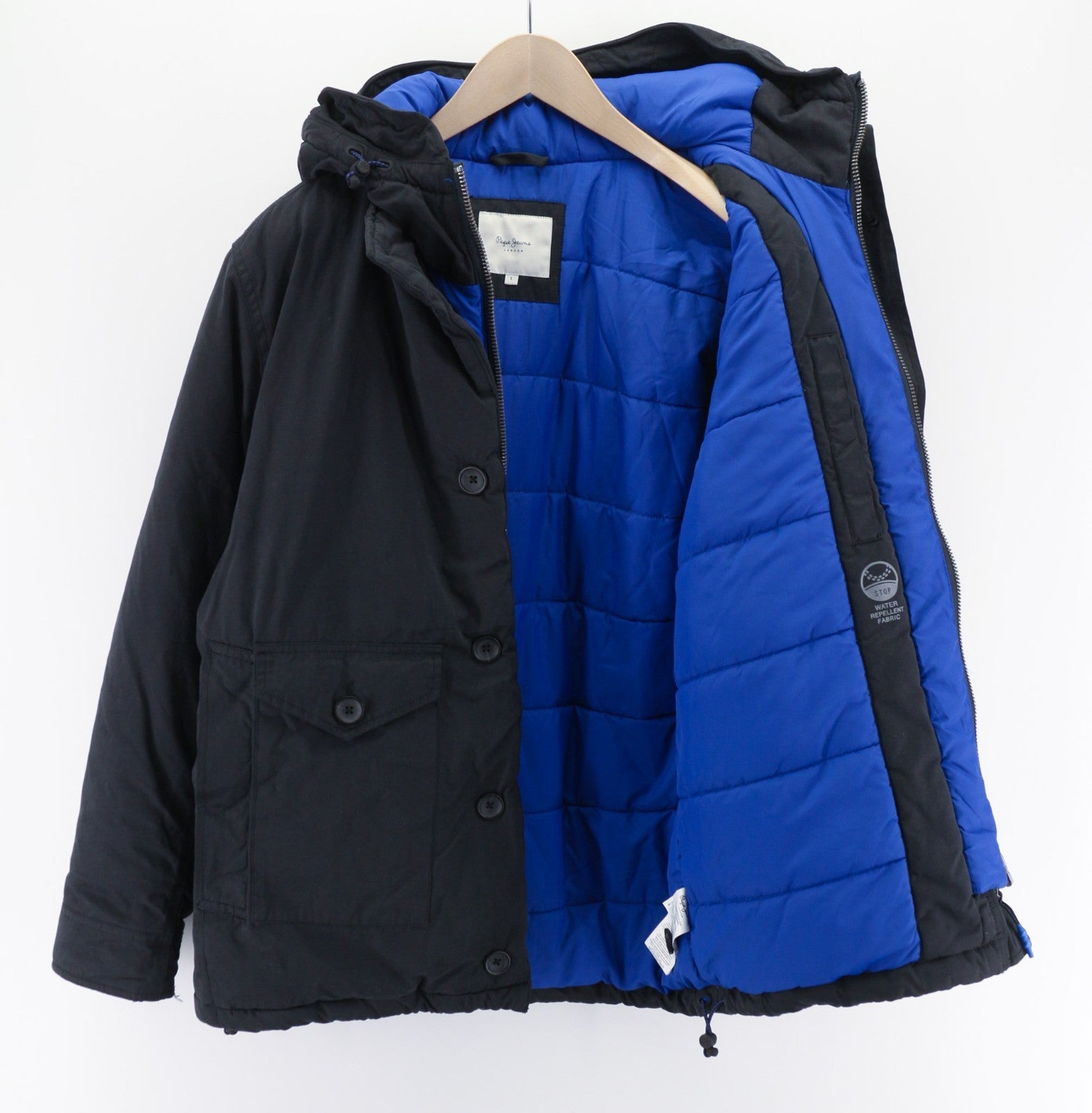 PEPE JEANS Edward Infinity vyriška striukė su gobtuvu, L, su izoliuotu vandeniui atspariu logotipu 