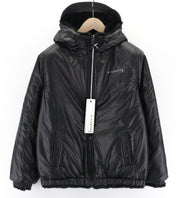 RICHMOND UWA23108PL moteriška juoda dvipusė striukė ~S su gobtuvu ir užtraukiamomis kišenėmis 