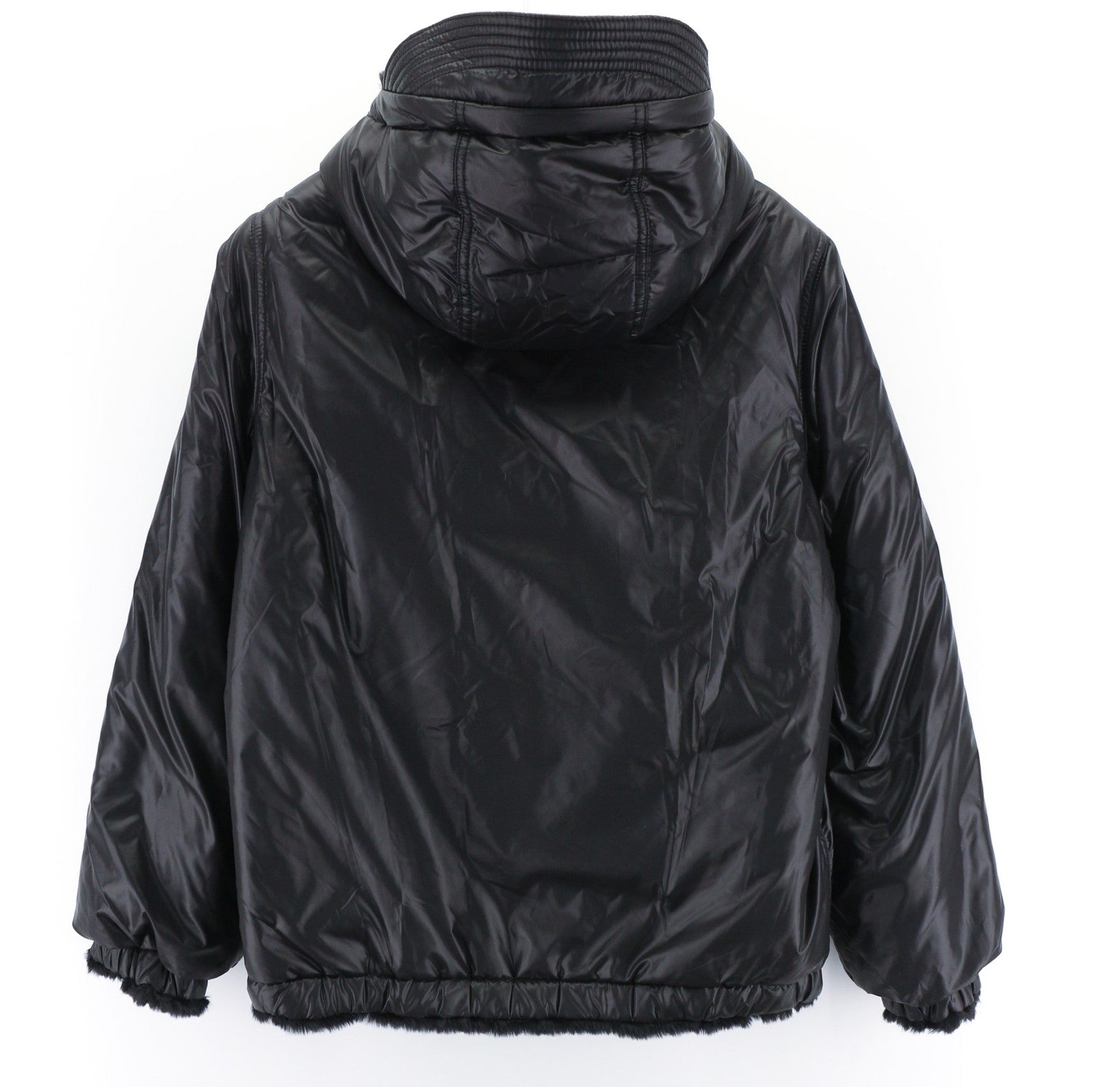 RICHMOND UWA23108PL moteriška juoda dvipusė striukė ~S su gobtuvu ir užtraukiamomis kišenėmis 