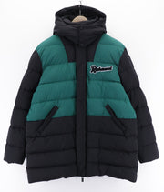 RICHMOND moteriška ilga pūkinė striukė S dydžio, dygsniuota, su gobtuvu, pašiltinta, juoda, pūsta logotipu 