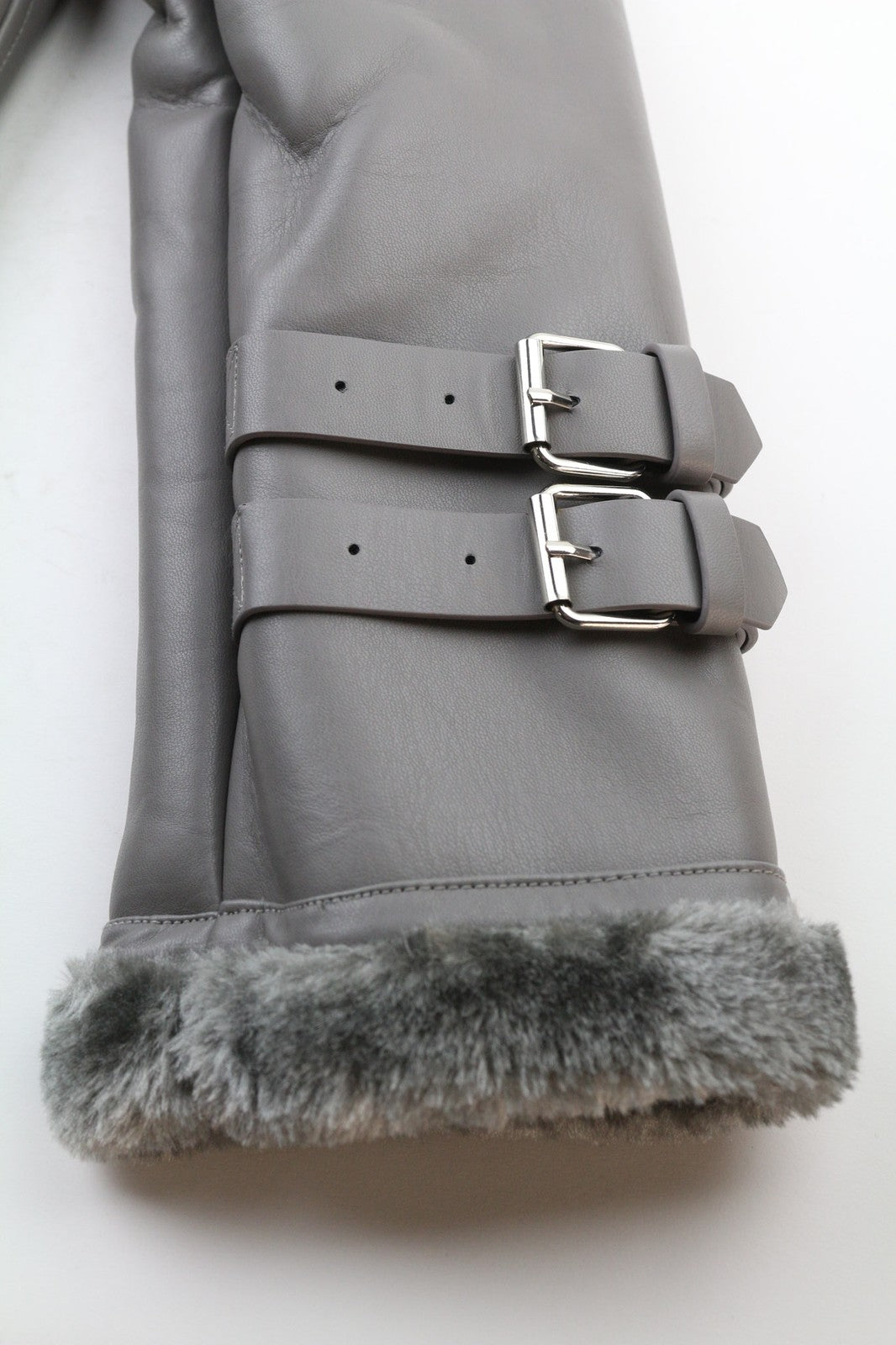 RICHMOND UWA23121GB moteriška striukė su diržu S, dirbtinio kailio, dirbtinės odos, pilka 