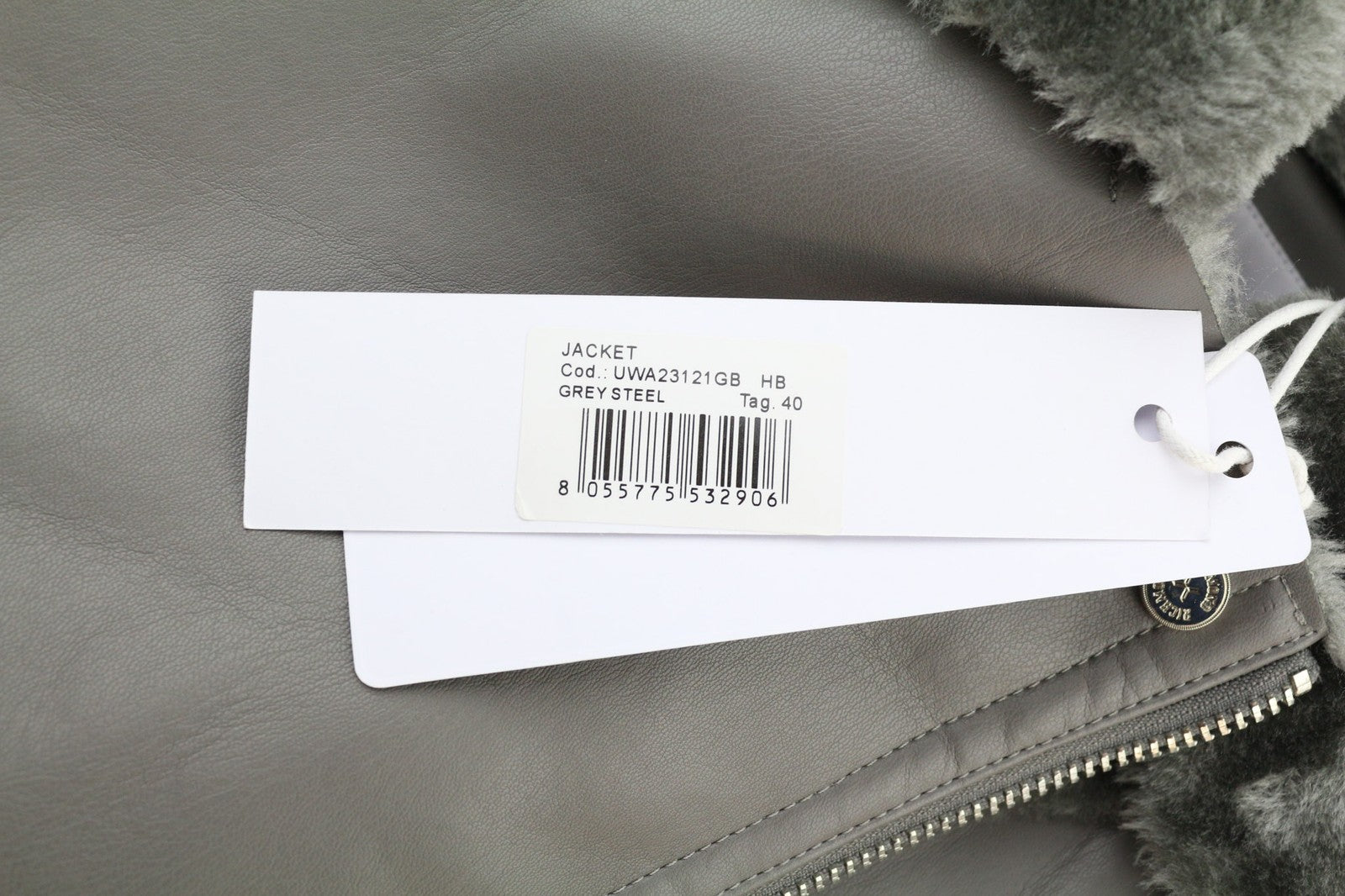 RICHMOND UWA23121GB moteriška striukė su diržu S, dirbtinio kailio, dirbtinės odos, pilka 