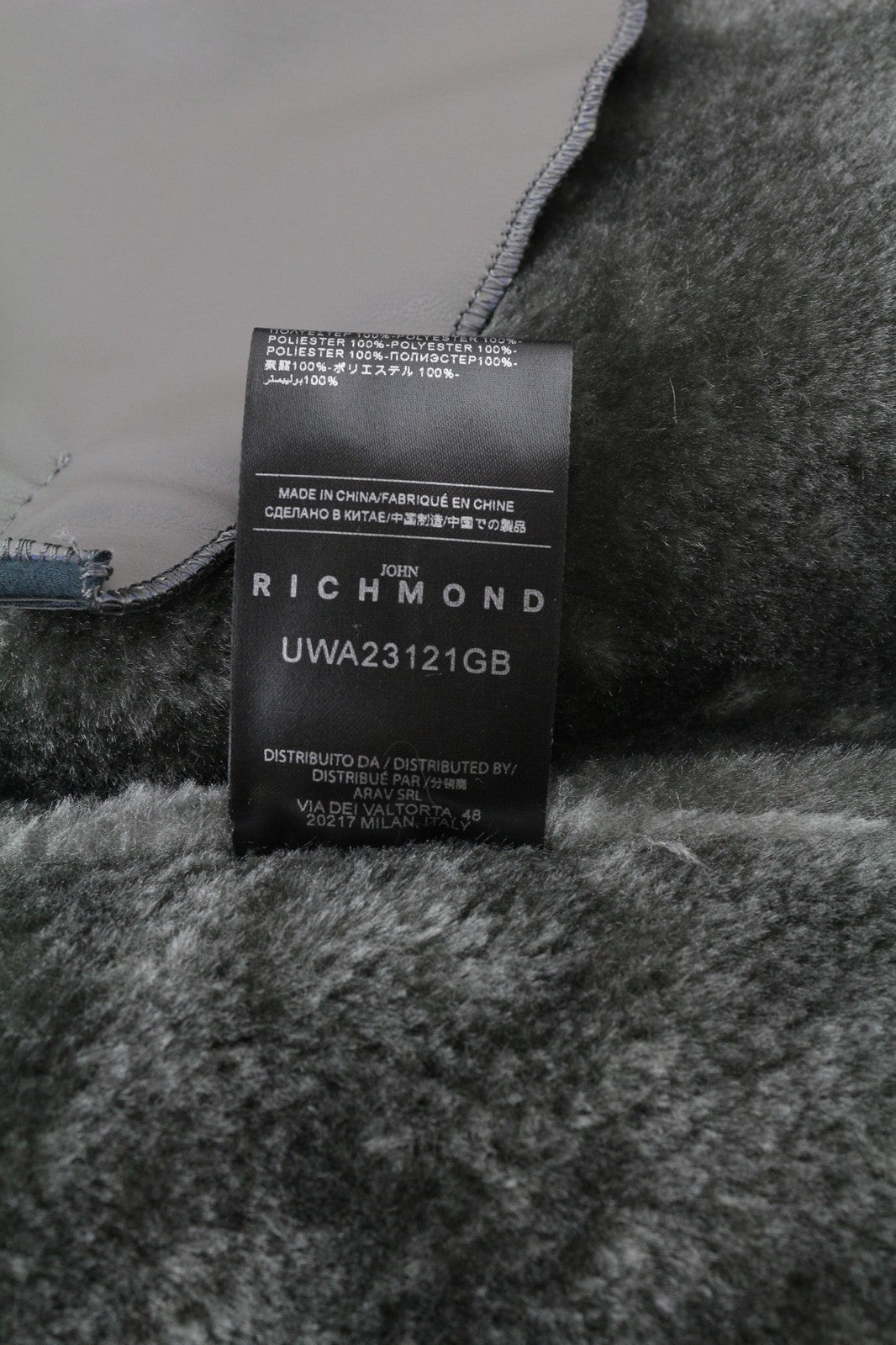 RICHMOND UWA23121GB moteriška striukė su diržu S, dirbtinio kailio, dirbtinės odos, pilka 