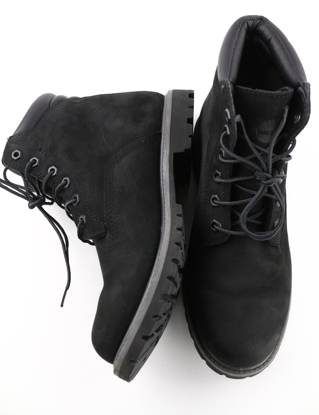 TIMBERLAND moteriški juodi odiniai aulinukai EU40 UK7 suvarstomi migdolų formos nosimi „Ortholite“ 