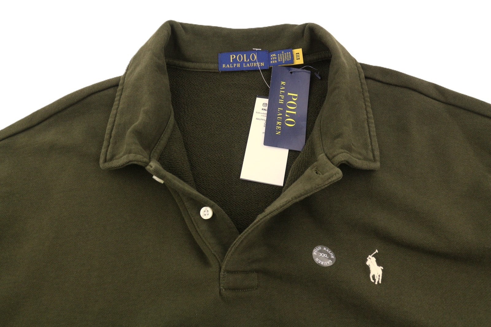 RALPH LAUREN vyriškas džemperis 2XL tamsiai žalias polo marškinėliai su sagomis, RRP199 