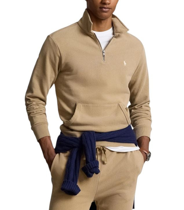 RALPH LAUREN Classics vyriški chaki spalvos megztiniai, 2XL dydžio, polo marškinėliai su puse užtrauktuko, RRP199 