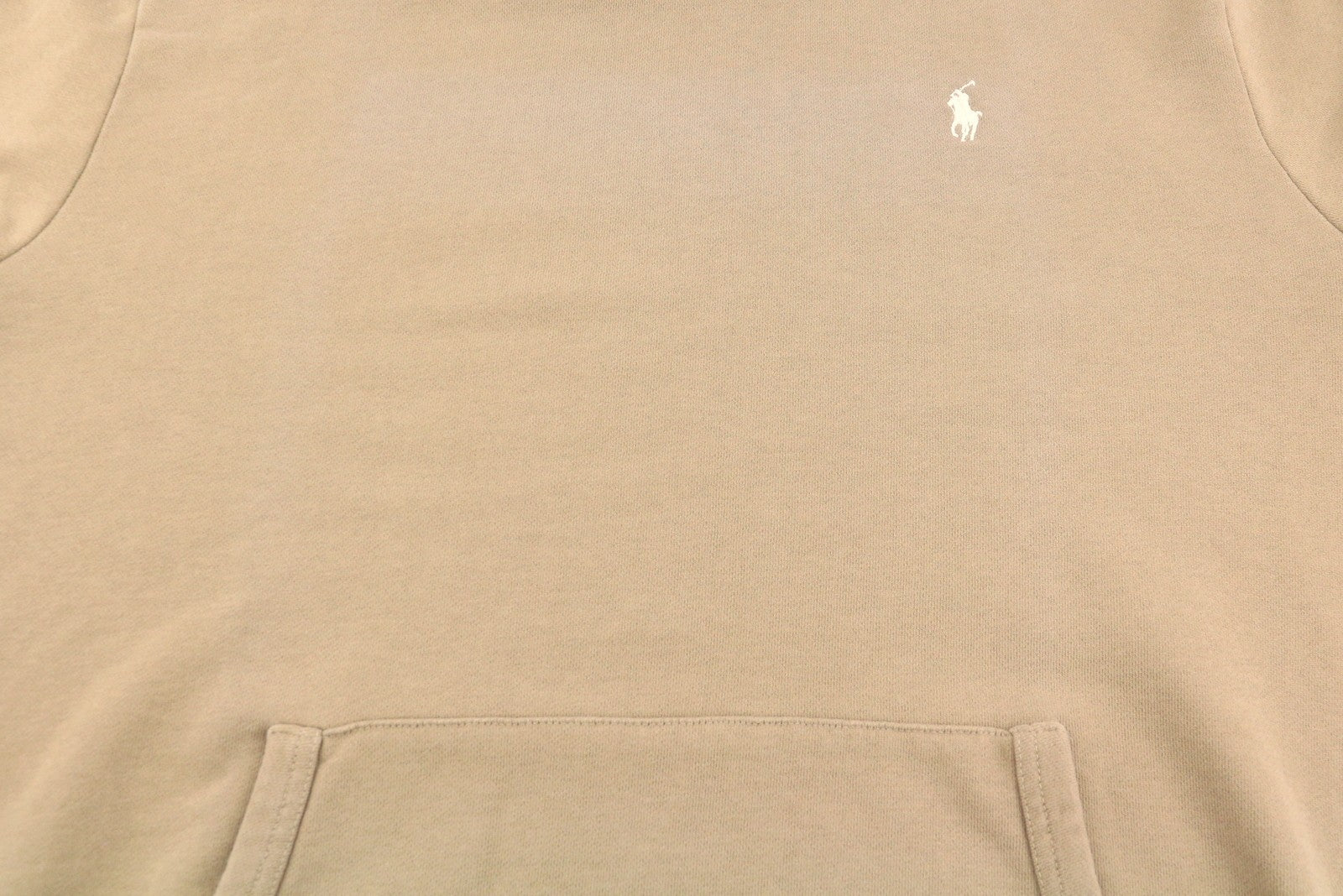 RALPH LAUREN vyriškas džemperis su gobtuvu XL dydžio šviesiai rudas megztinis su kengūros kišene ir logotipu, RRP199 