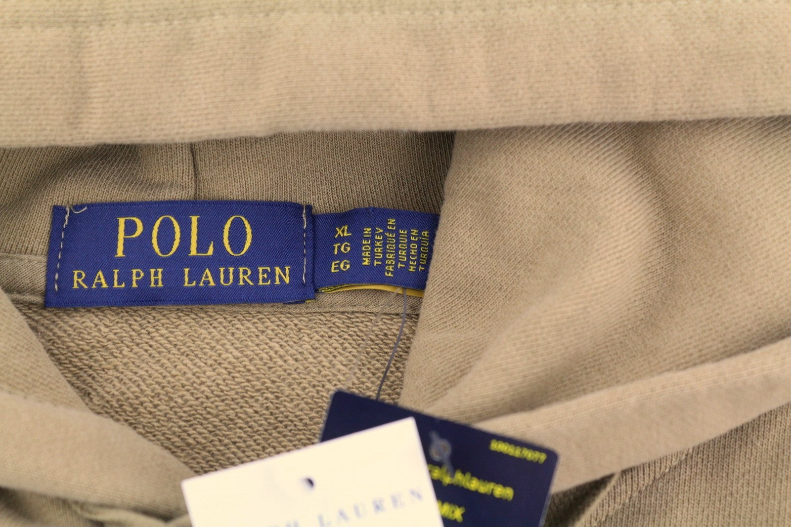 RALPH LAUREN vyriškas džemperis su gobtuvu XL dydžio šviesiai rudas megztinis su kengūros kišene ir logotipu, RRP199 