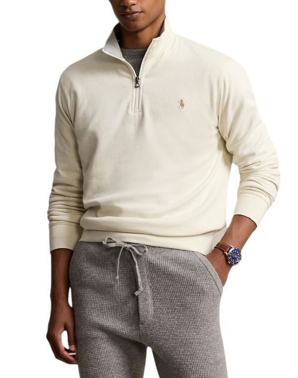 RALPH LAUREN vyriškas džemperis, 2XL, kreminės spalvos, aukšta užtrauktuku, su logotipu ir RRP199 