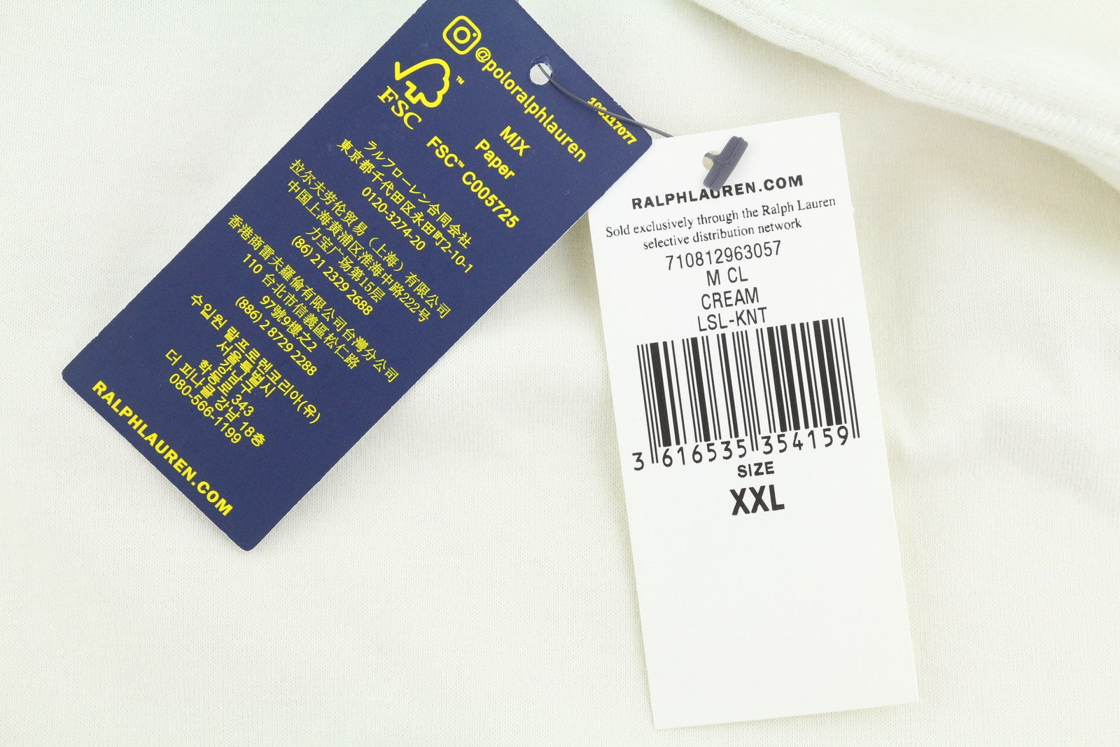 RALPH LAUREN vyriškas džemperis, 2XL, kreminės spalvos, aukšta užtrauktuku, su logotipu ir RRP199 