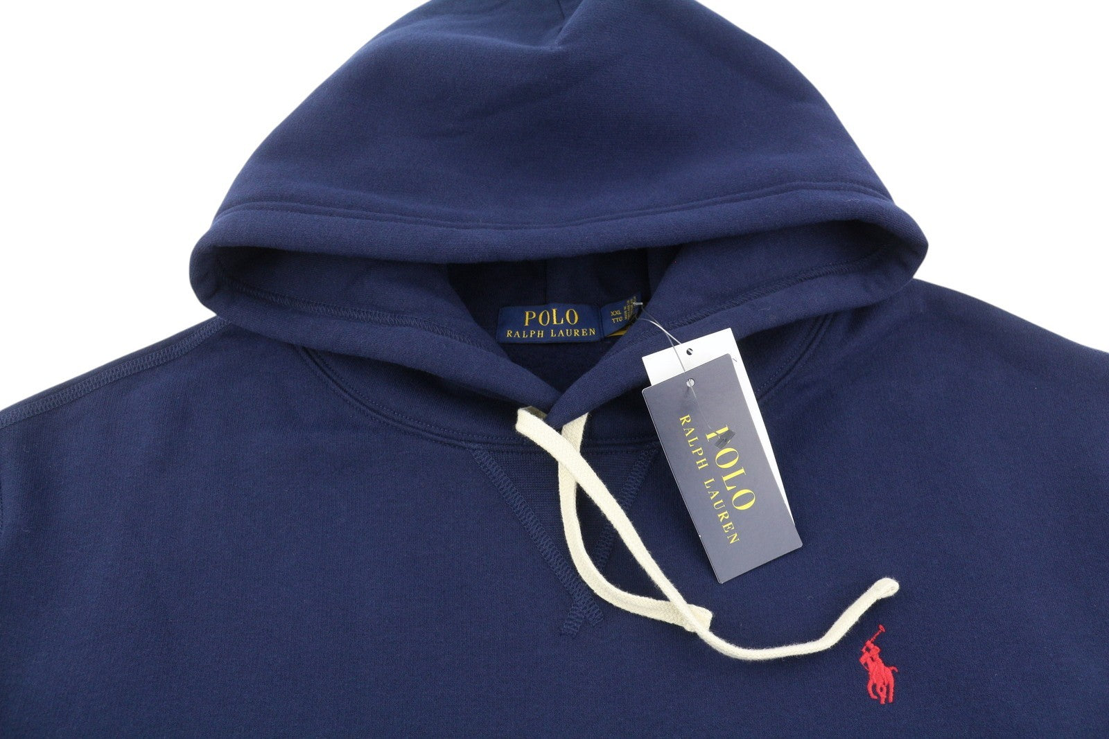 RALPH LAUREN vyriškas džemperis su gobtuvu (2XL), tamsiai mėlynas, su kengūros kišene ir gobtuvu (RRP199) 
