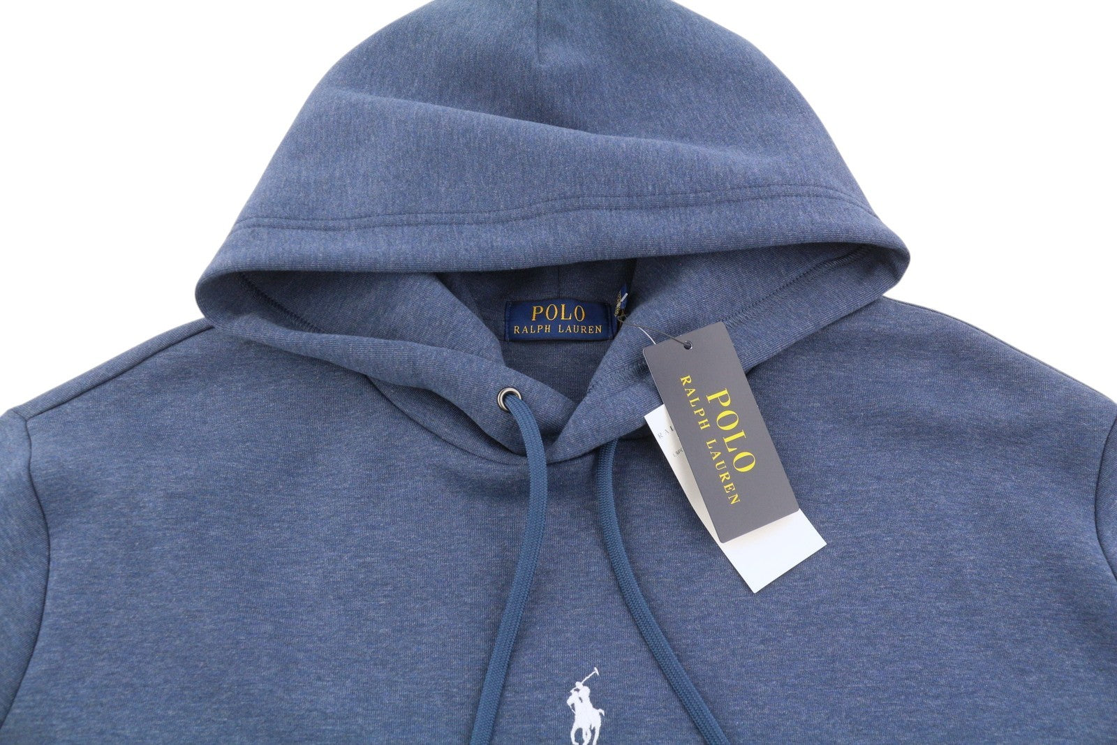 RALPH LAUREN vyriškas džemperis su gobtuvu, XL dydžio, mėlyno melanžo, kengūros kišenės, logotipo, RRP199 