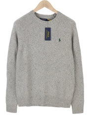 RALPH LAUREN vyriškas megztinis M pilkas melanžas vilnos mišinio tamprus megztinis RRP199 