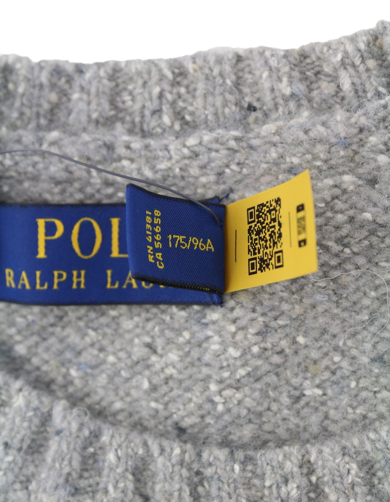 RALPH LAUREN vyriškas megztinis M pilkas melanžas vilnos mišinio tamprus megztinis RRP199 