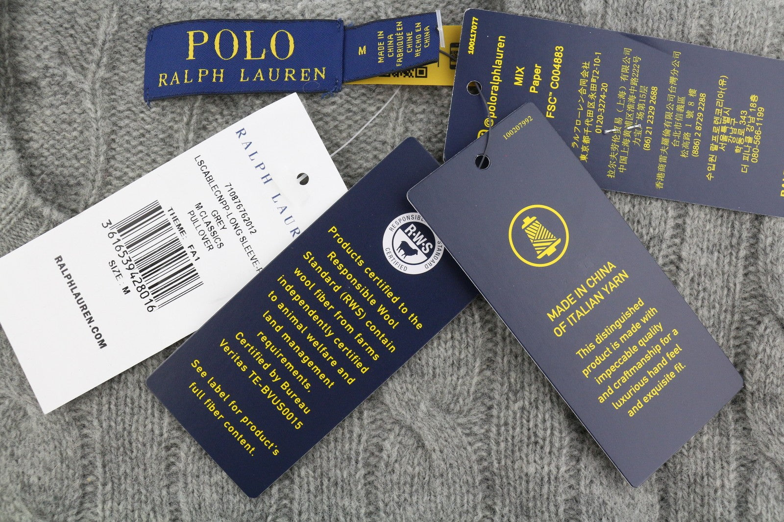 RALPH LAUREN Classics megztinis vyrams, pilkas melanžas, vilnonis kašmyras, RRP225 