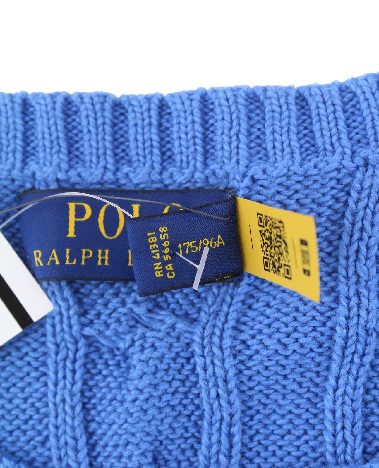 RALPH LAUREN Classics megztinis vyrams, mėlynas, megztinis su kabeliu ir apvalia juostele, RRP199 