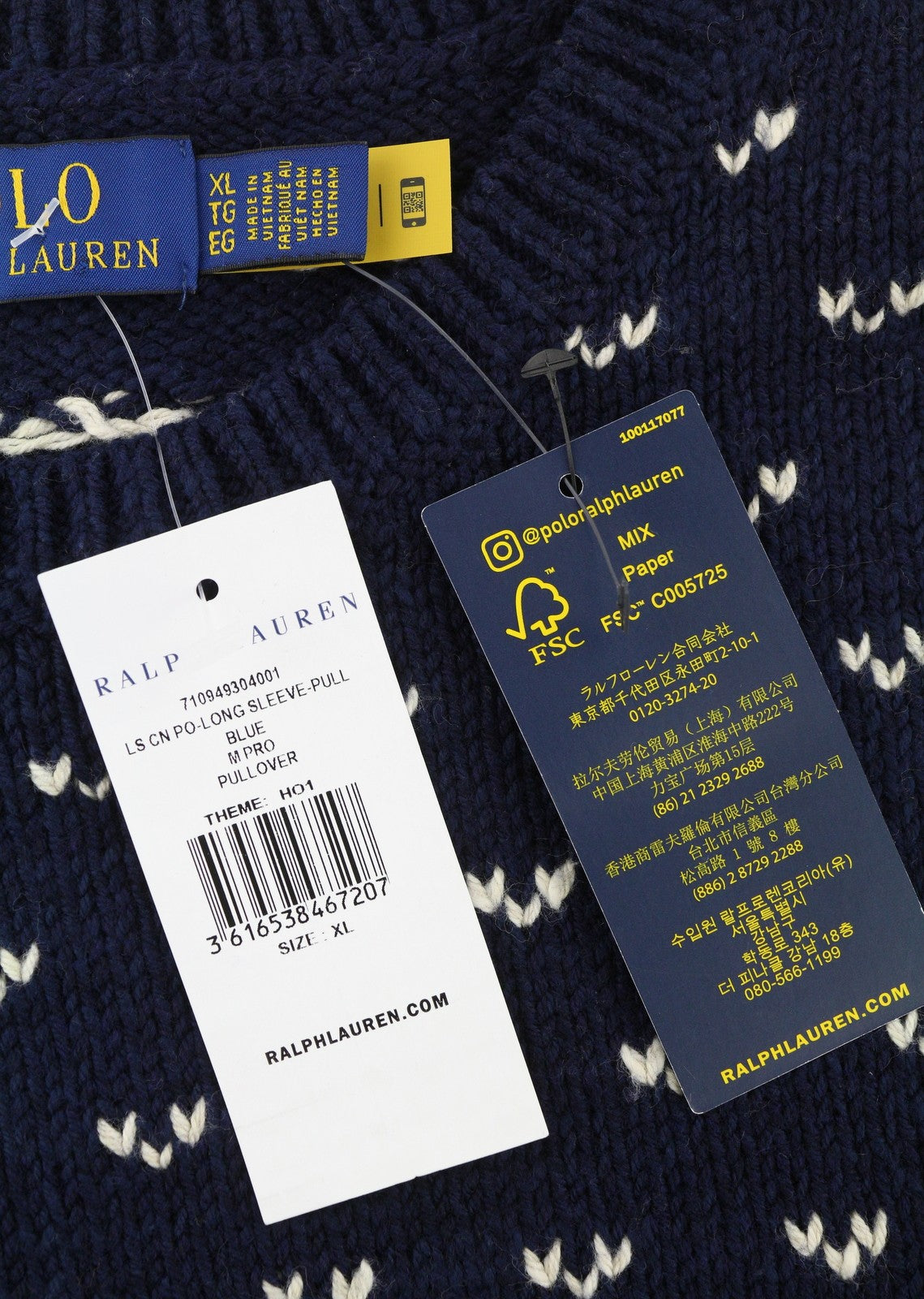 RALPH LAUREN vyriškas megztinis XL dydžio tamsiai mėlynas kašmyro mišinio aptemptas megztinis, RRP299 
