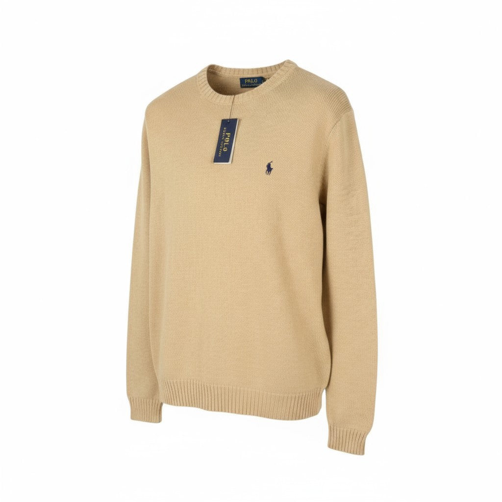 RALPH LAUREN Classics rudas vyriškas megztinis L dydžio, aptemptas, apvalios kaklo iškirptės, RRP199 