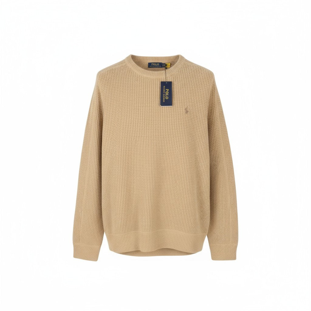 RALPH LAUREN Classics rudas vyriškas megztinis L dydžio vilnos ir alpakos vaflinio megztinio RRP266 