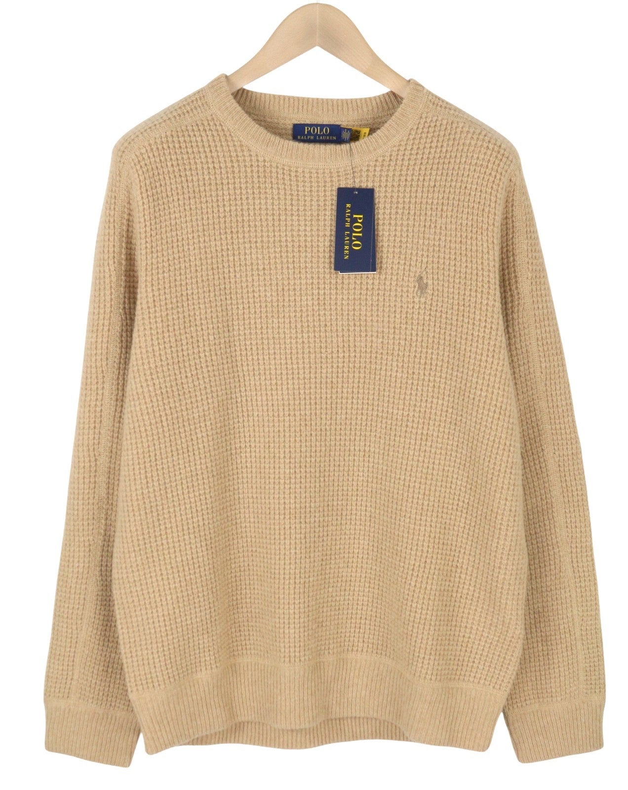 RALPH LAUREN Classics rudas vyriškas megztinis L dydžio vilnos ir alpakos vaflinio megztinio RRP266 