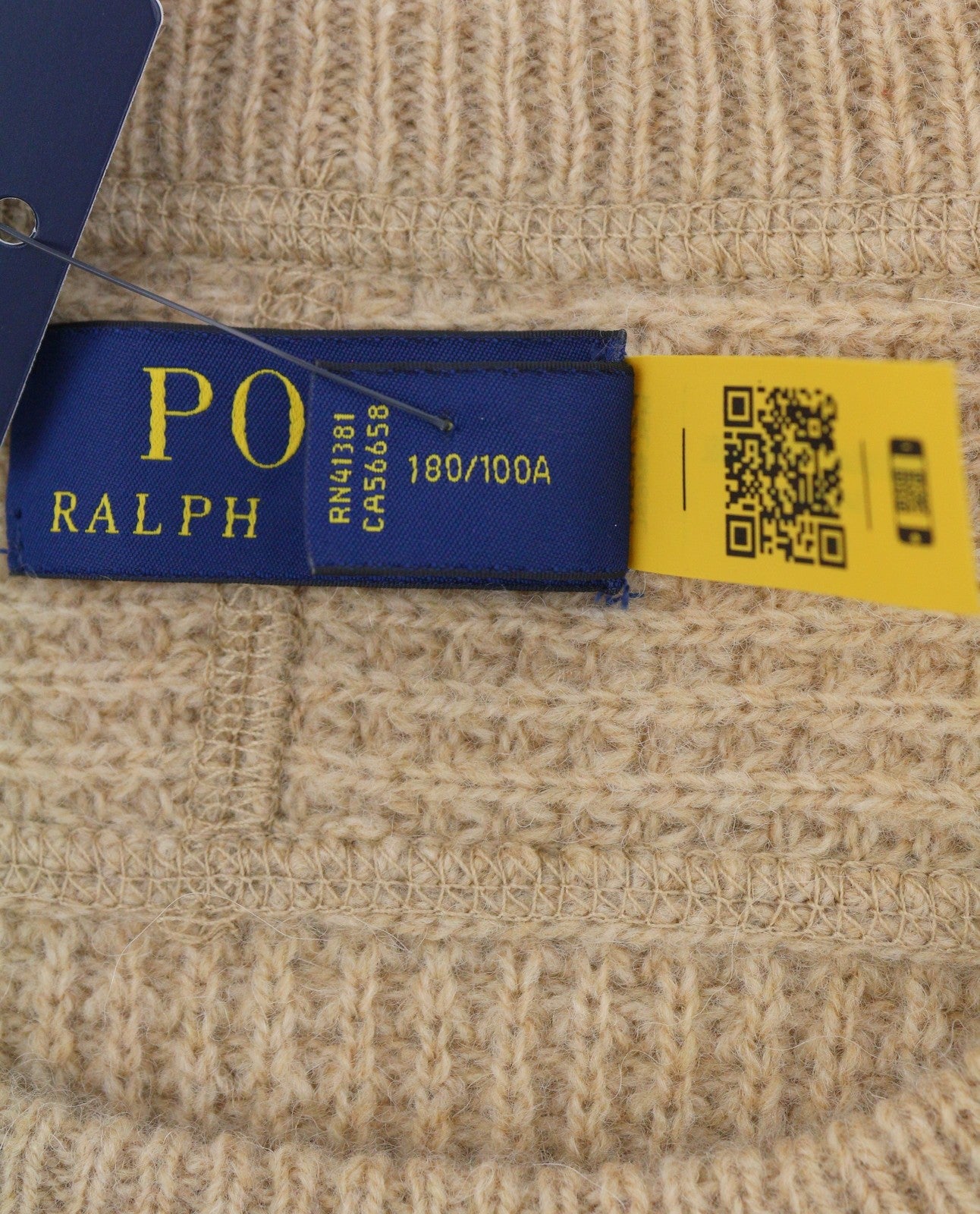 RALPH LAUREN Classics rudas vyriškas megztinis L dydžio vilnos ir alpakos vaflinio megztinio RRP266 