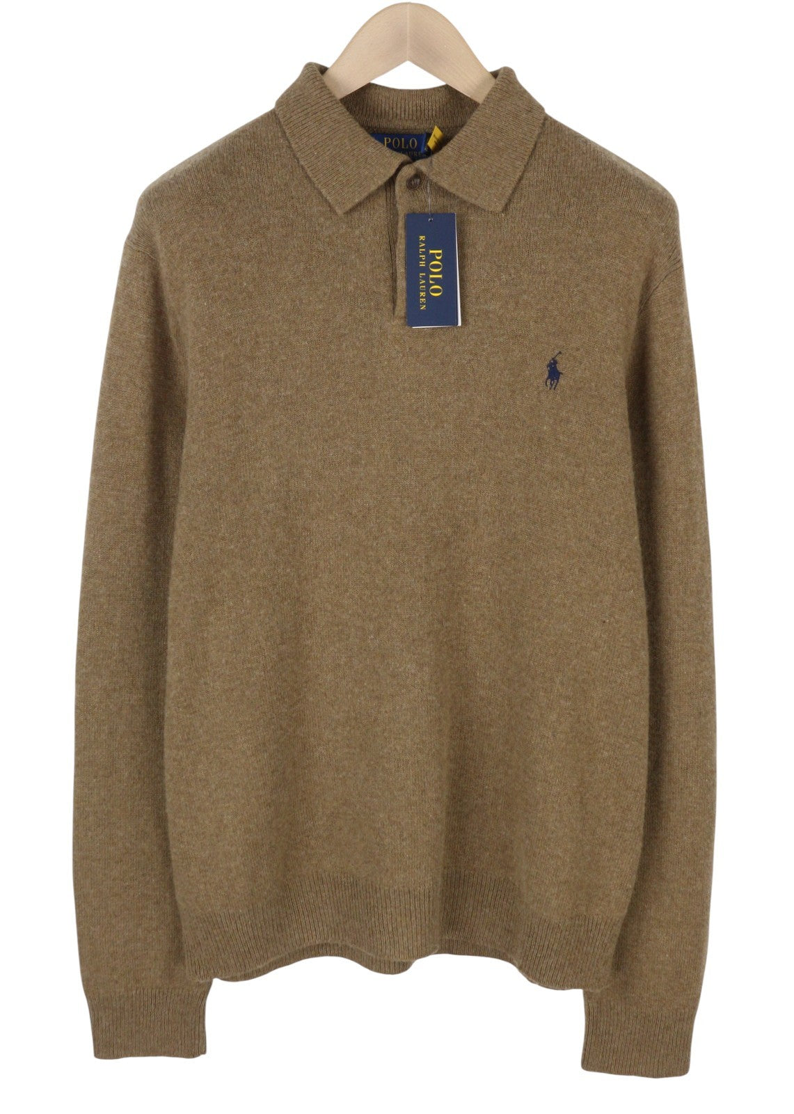 RALPH LAUREN Classics rudas vyriškas megztinis XL dydžio vilnos mišinio polo apykaklės megztinis RRP220