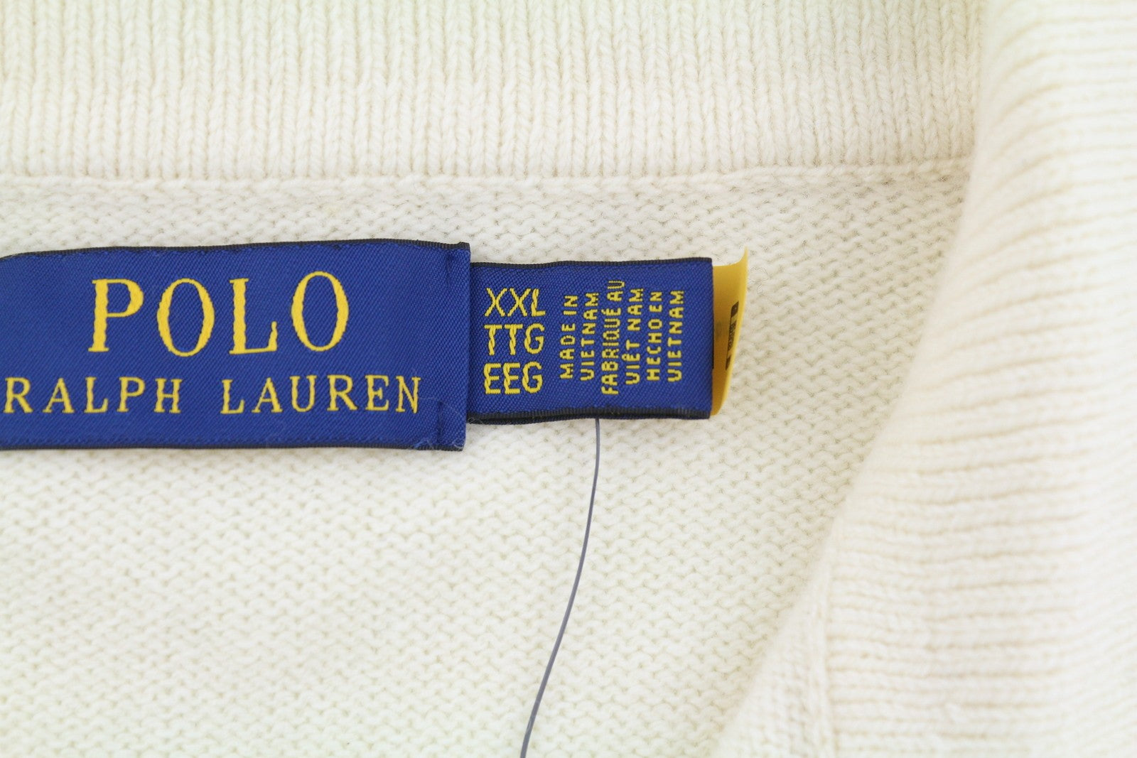 RALPH LAUREN Classics kreminės spalvos vyriškas megztinis 2XL vilnos mišinio polo apykakle RRP220 