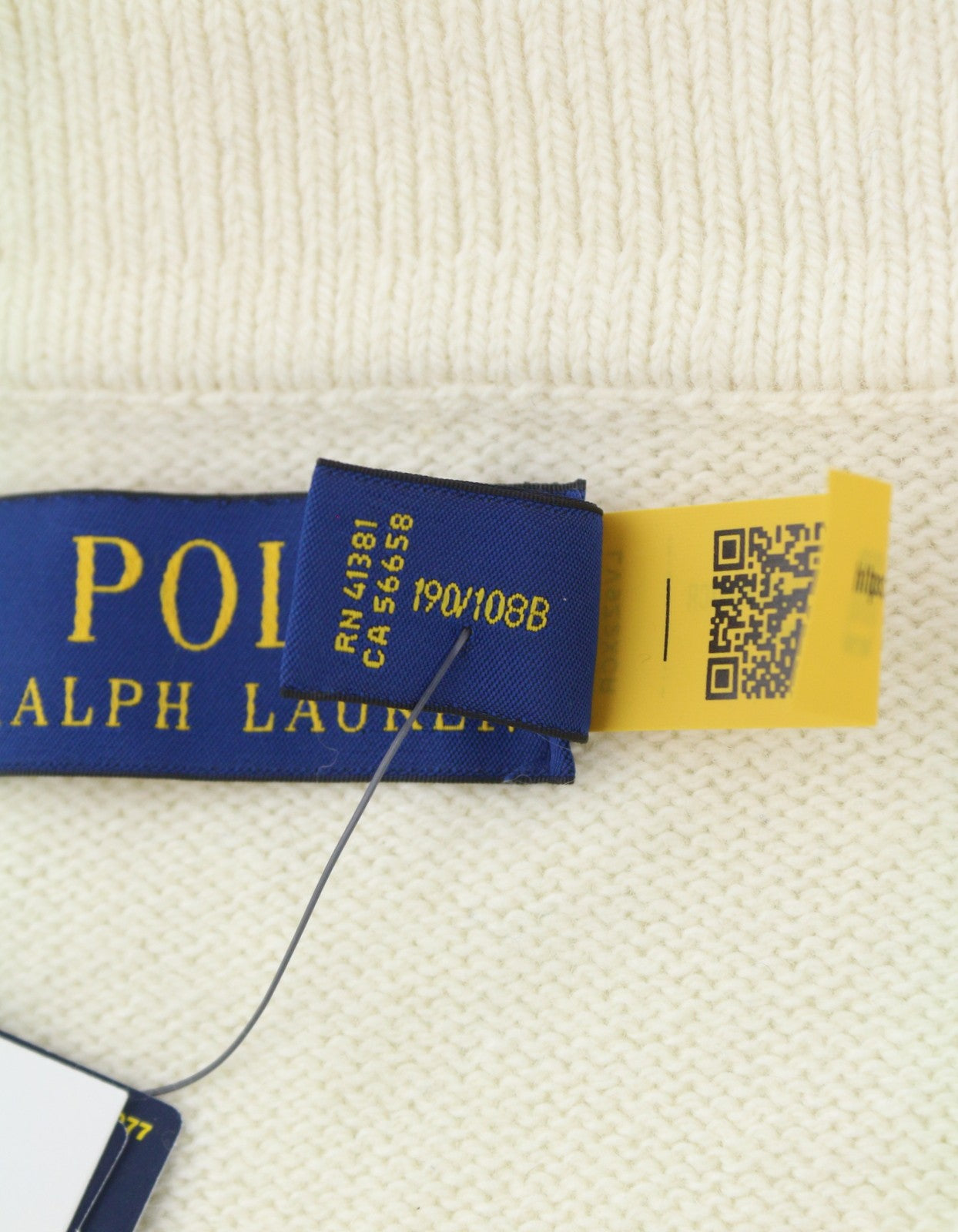 RALPH LAUREN Classics kreminės spalvos vyriškas megztinis 2XL vilnos mišinio polo apykakle RRP220 