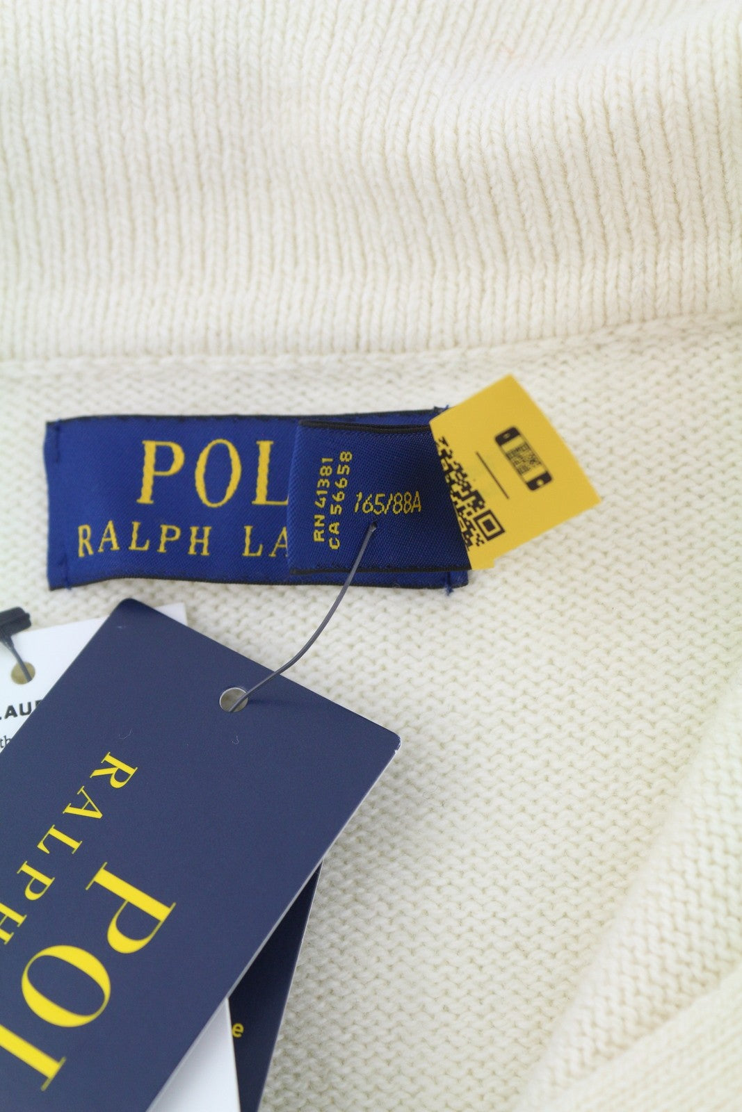 RALPH LAUREN Classics kreminės spalvos vyriškas megztinis XS dydžio, vilnos mišinio polo apykaklės megztinis RRP220 
